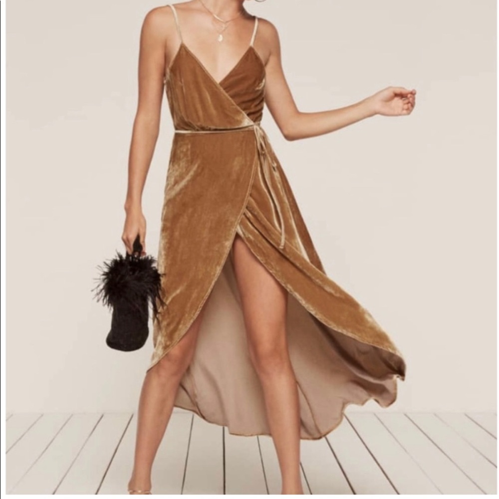 Reformation Anoush Velvet Wrap Dress